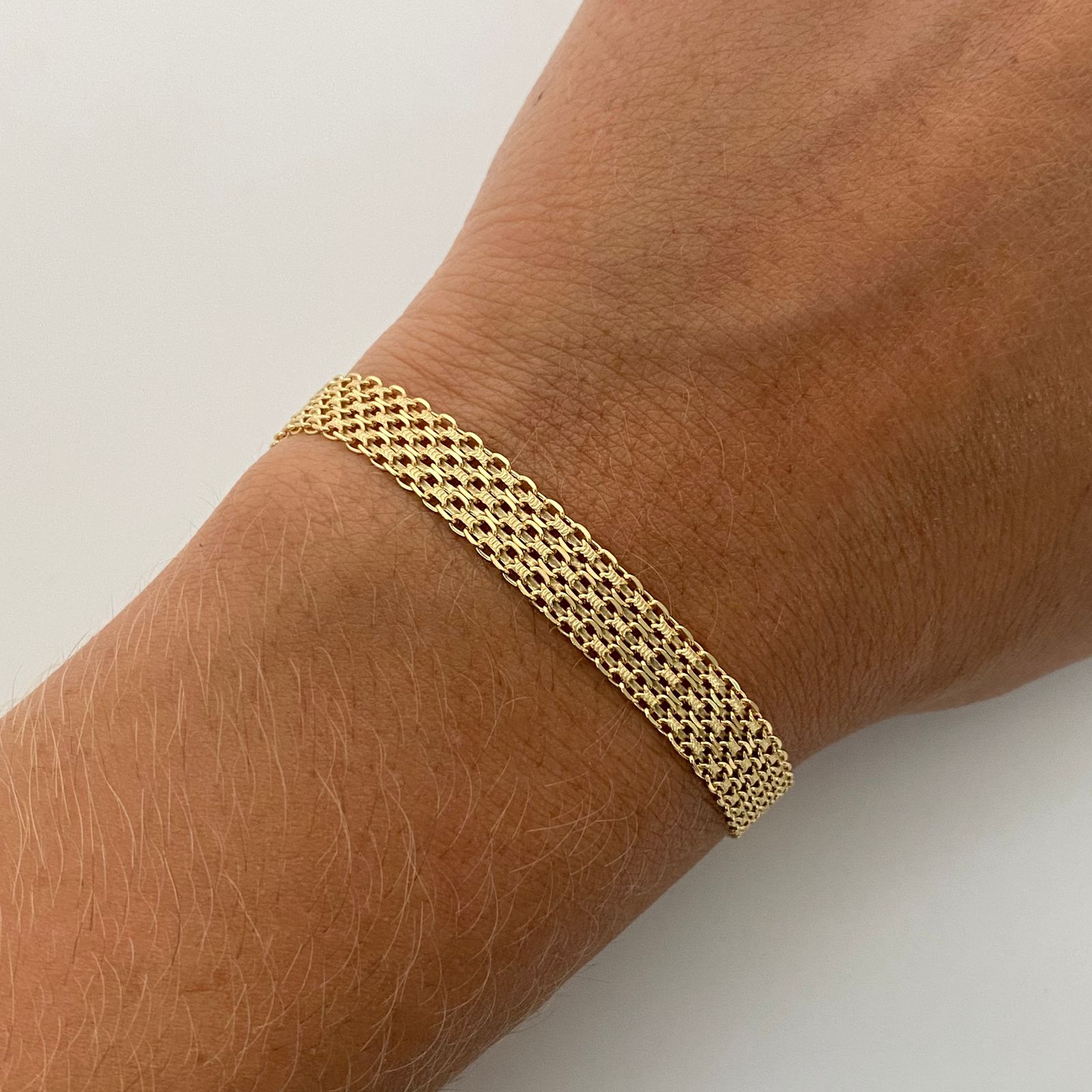 Pulso It Chino Triple Carril Oro amarillo 18k +2 / 8,65 Gr / 6,9 mm / 20 Cm
