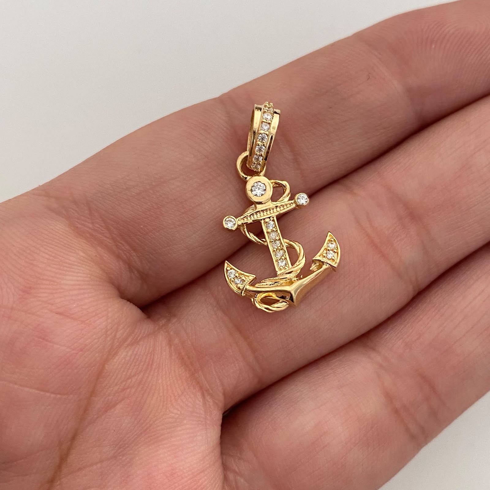 Dije Ancla Casting Blanco Oro amarillo 18k 1,7 Gr / 13,5 mm / 2,5 Cm