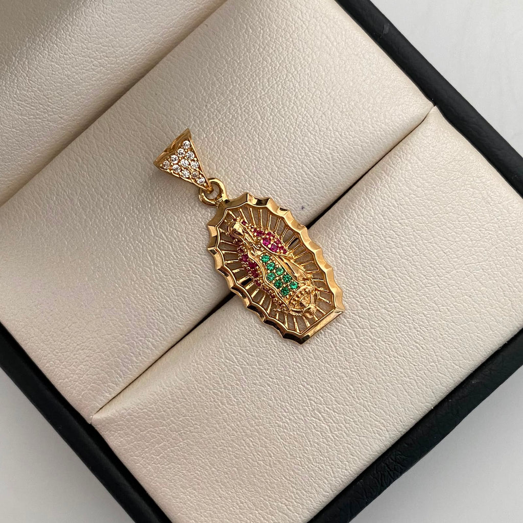Dije Virgen de Guadalupe Casting Oro amarillo 18k 3,05 Gr / 12,9 mm / 3 Cm