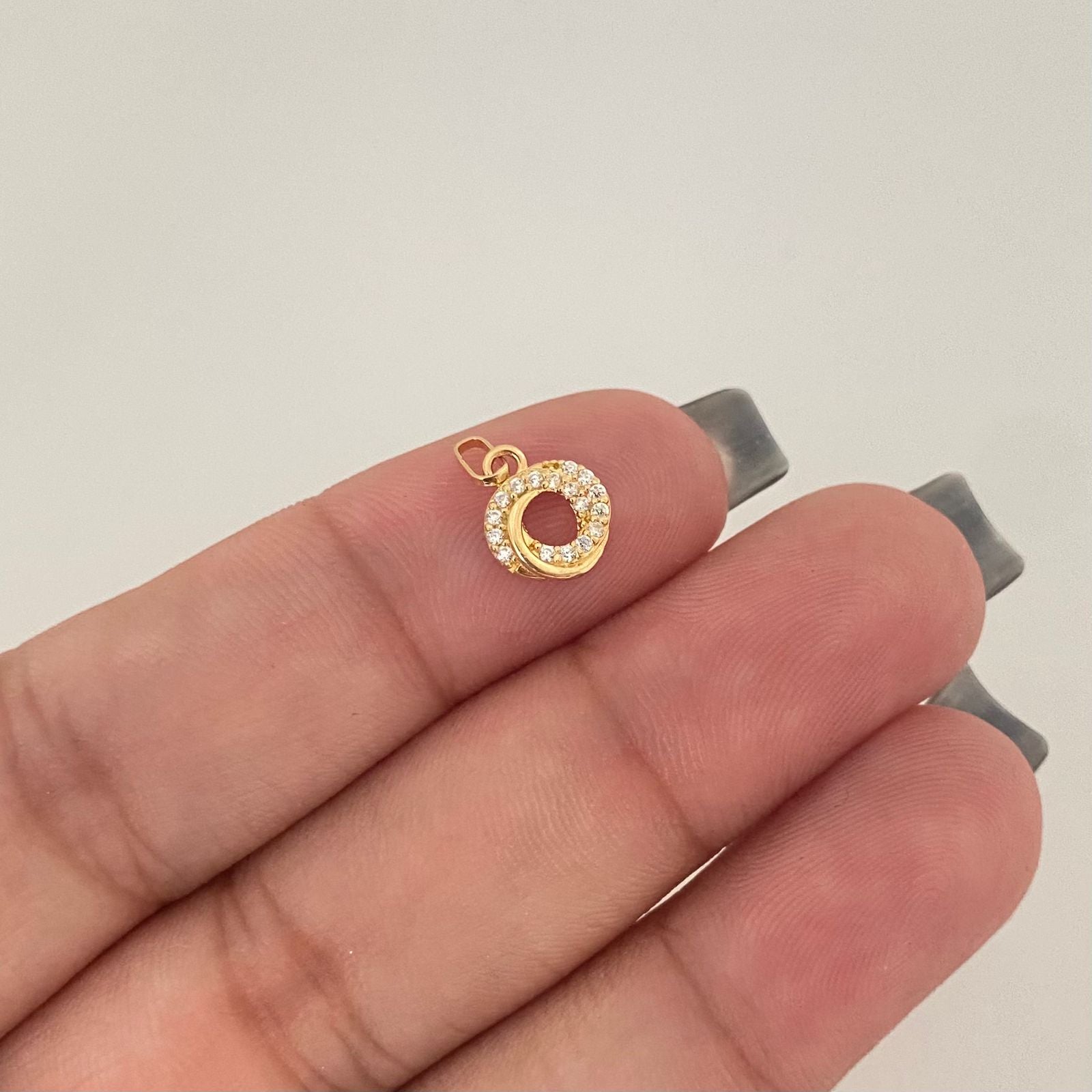 Dije doble circulo casting Oro amarillo 18k 0,65 Gr / 1,5 Cm