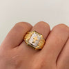 Anillo Cruz padre nuestro casting Tres oros 18k / Talla 11 1/2 / 9,44 Gr / 6,8 mm