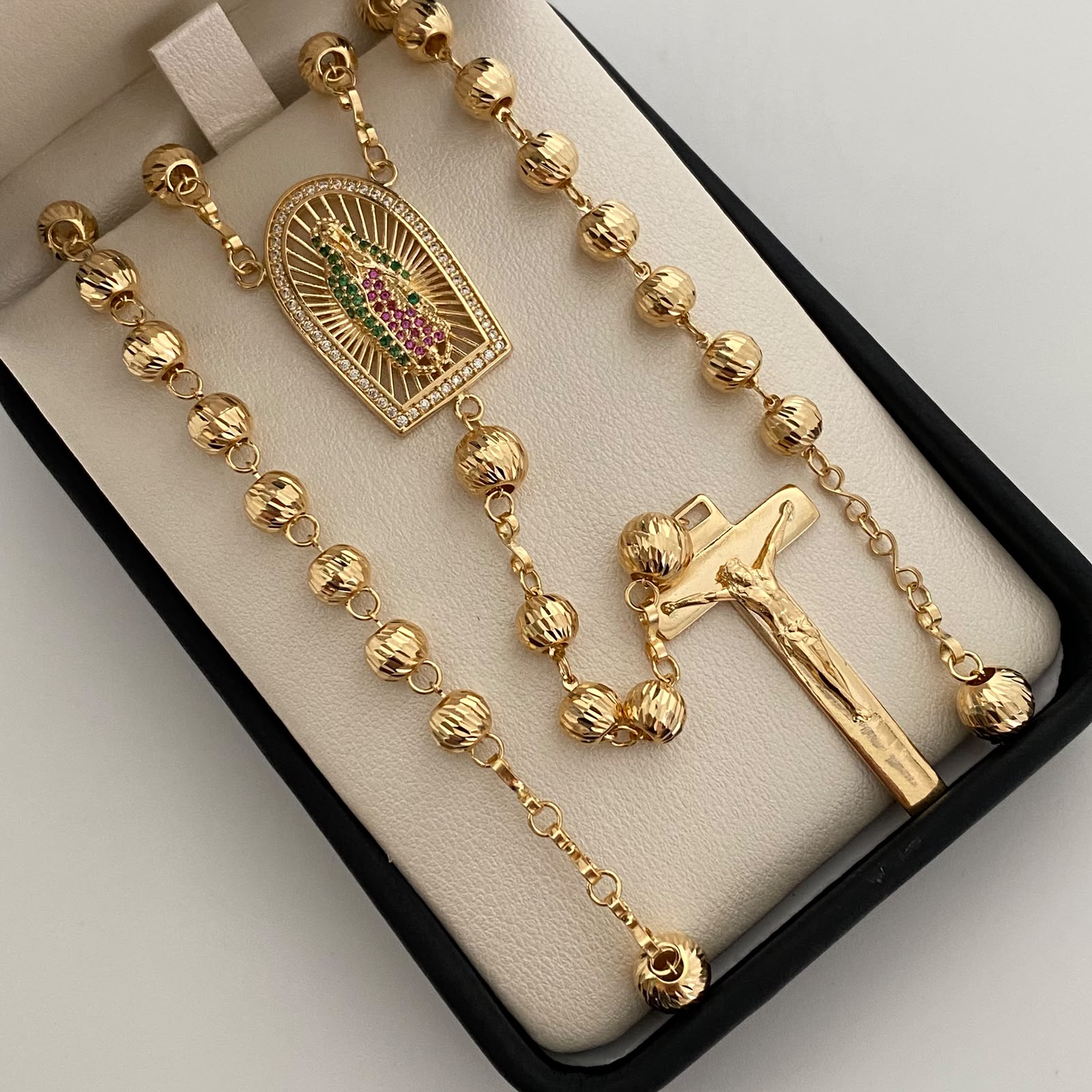 Rosario Virgen de Guadalupe Casting Oro amarillo 18k 24,65 Gr / 6 mm / 70 Cm