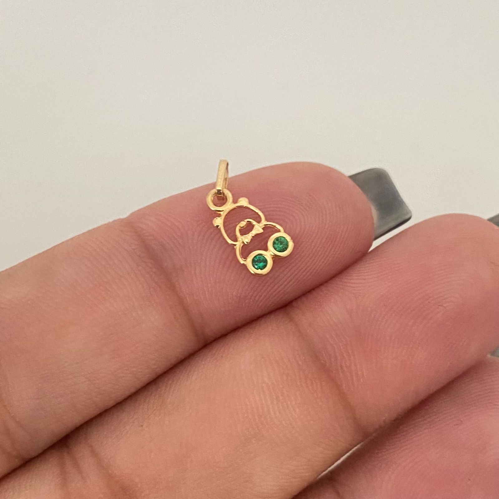Dije silueta oso circones verdes Oro amarillo 18k 0,35 Gr / 1,5 Cm