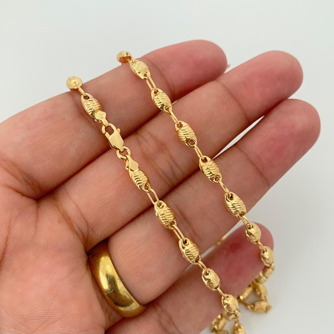 Cadena rustica barriles ovalados Oro amarillo 18k 7,60 Gr / 4,1 mm / 61 Cm Broche 0,40