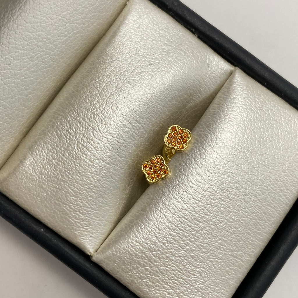 Topos trebol circón naranjado Oro amarillo 18k 0,65 Gr / 5,1 mm
