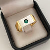 Anillo rectangulo circon verde lateral casting Oro amarillo 18k / Talla 11 1/2 / 6,25 Gr