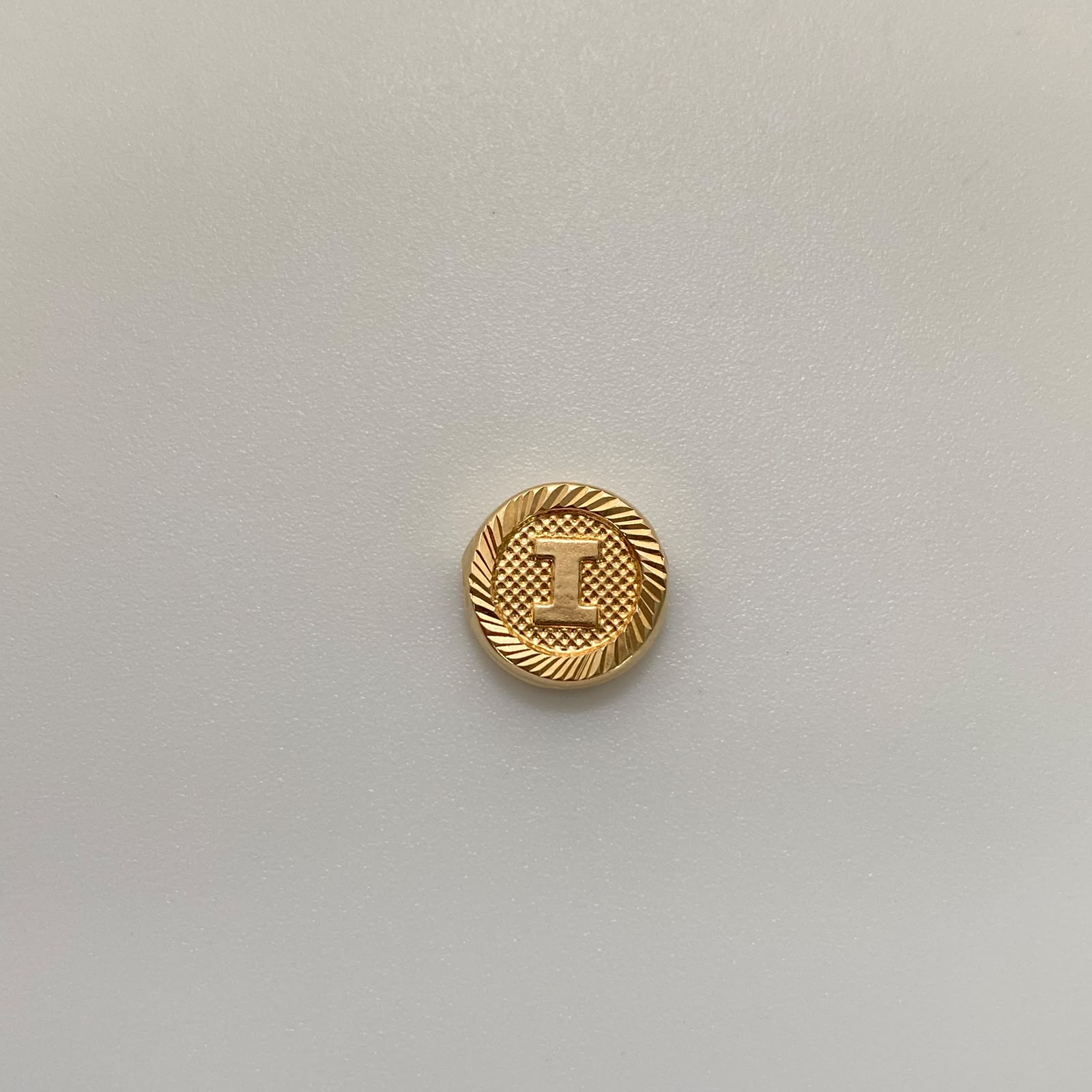 Herraje Letra I Diamantada Oro amarillo 18k 0,5 Gr / 1,1 Cm