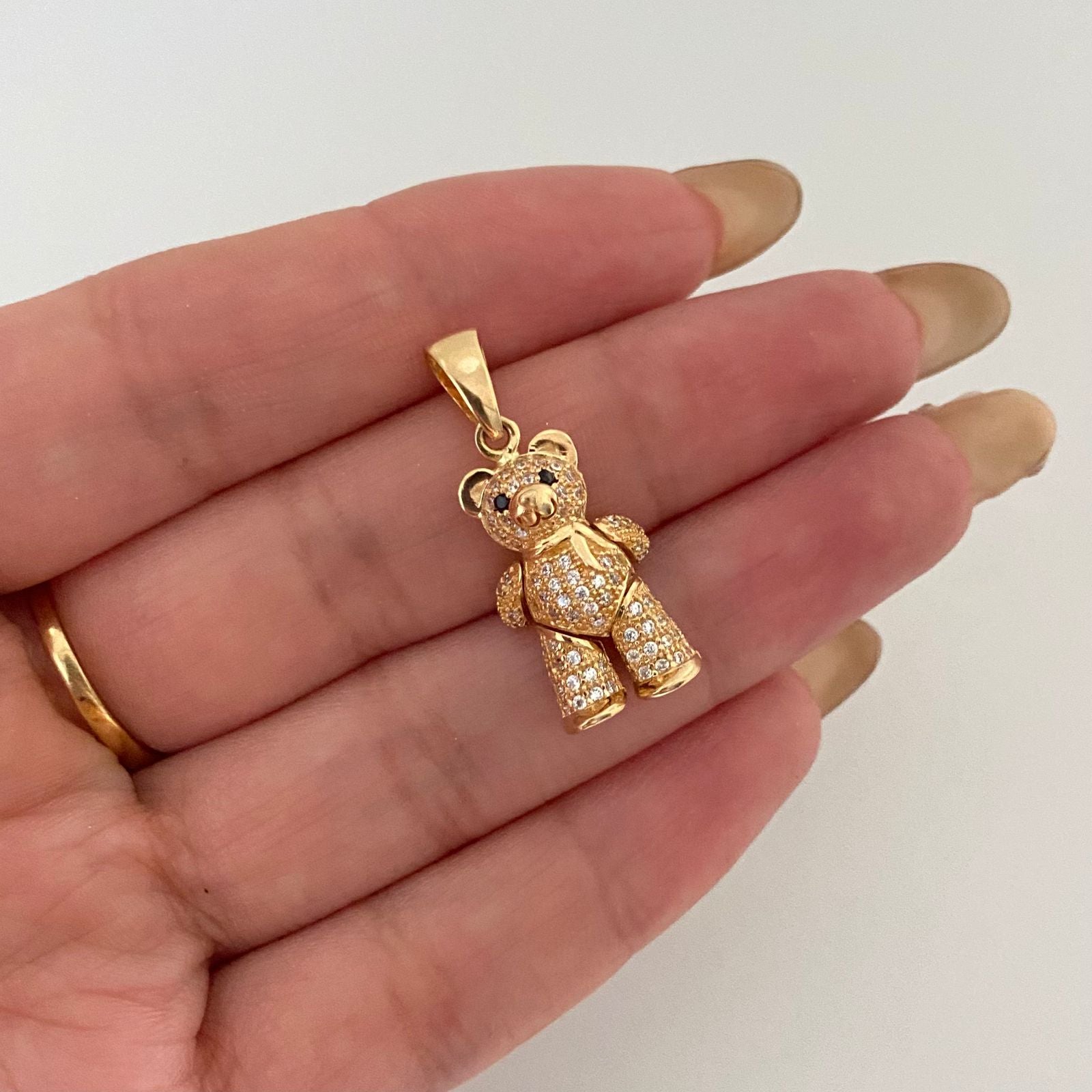 Dije oso articulado casting blanco Oro amarillo 18k 4,7 Gr / 3,0 Cm