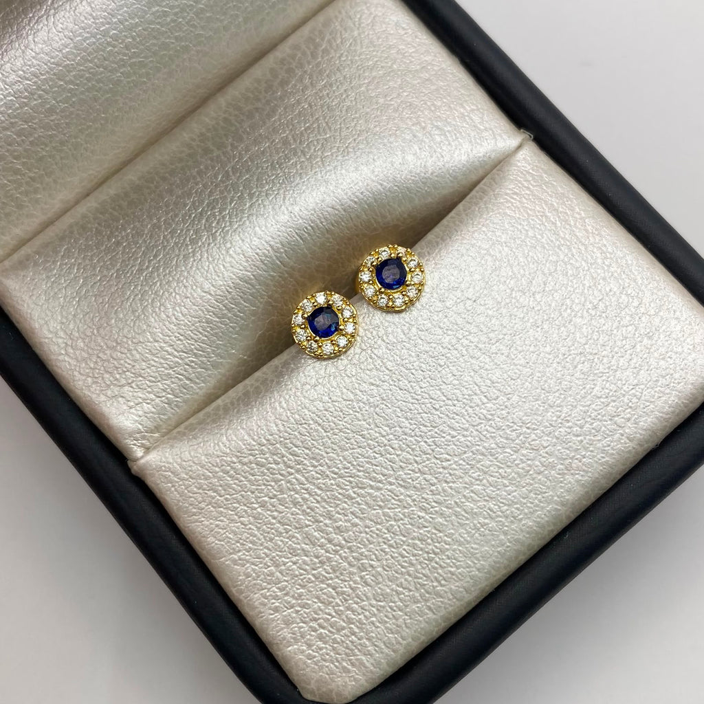 Topos Circulo borde blanco y centro azul Oro amarillo 18k 0,75 Gr / 5,4 mm