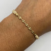 Pulsera tejida Herraje gc hilo beige Oro amarillo 18k 0,35 Gr