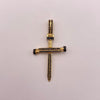 Dije cruz clavo circones negros Oro amarillo 18k 4,2 Gr / 25,05 mm / 5 Cm