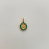 Dije Redondo casting verde Gudalupe Oro amarillo 18k 1,3 Gr / 10,7 mm / 1,7 Cm
