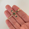 Dije cruz centro treboles casting blanco verde Oro amarillo 18k 2,80 Gr / 4,0 Cm