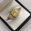 Anillo Rx circones blancos y verdes  Oro amarillo 18k / Talla 9 / 7,73 Gr / 6,2 mm