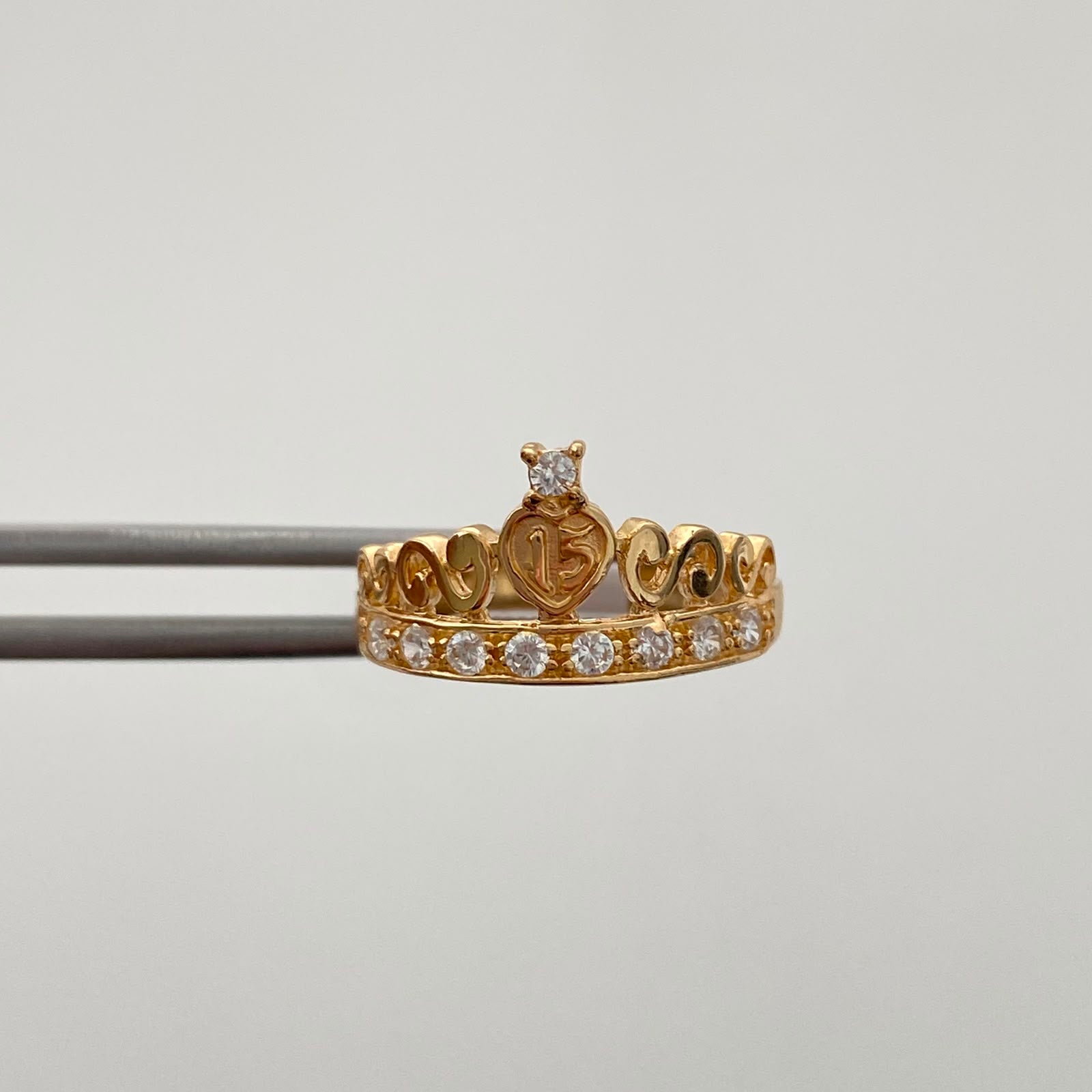 Anillo 15 Casting Blanco Oro amarillo 18k / Talla 6 / 2,35 Gr