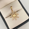 Dije timon cricones blancos Oro amarillo 18k 2,70 Gr / 2,7 Cm