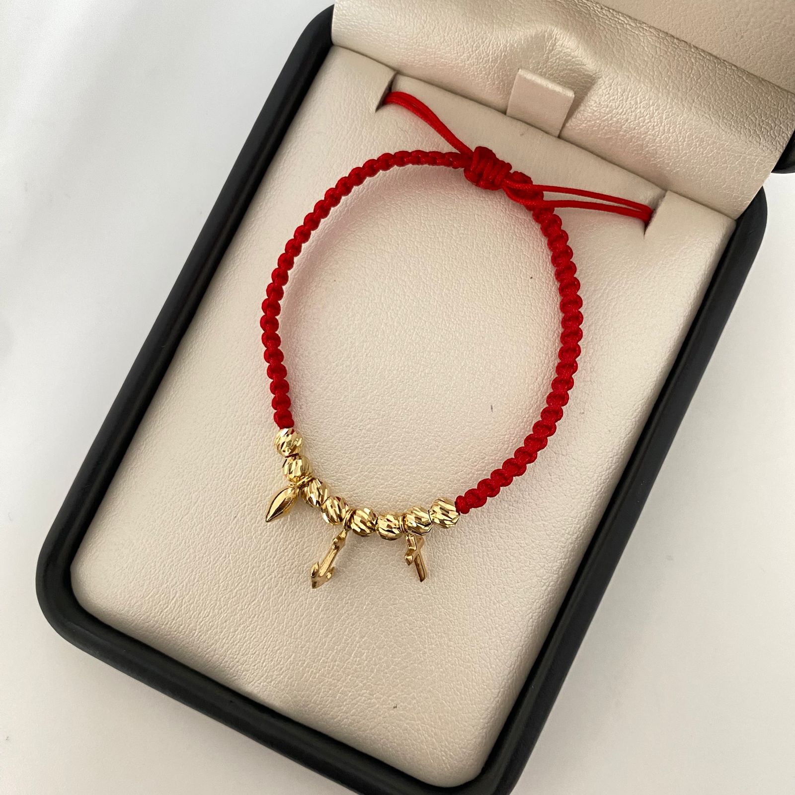Pulsera tejida tres gracias y balines diamantados #4 Oro amarillo 18k 1,55 Gr