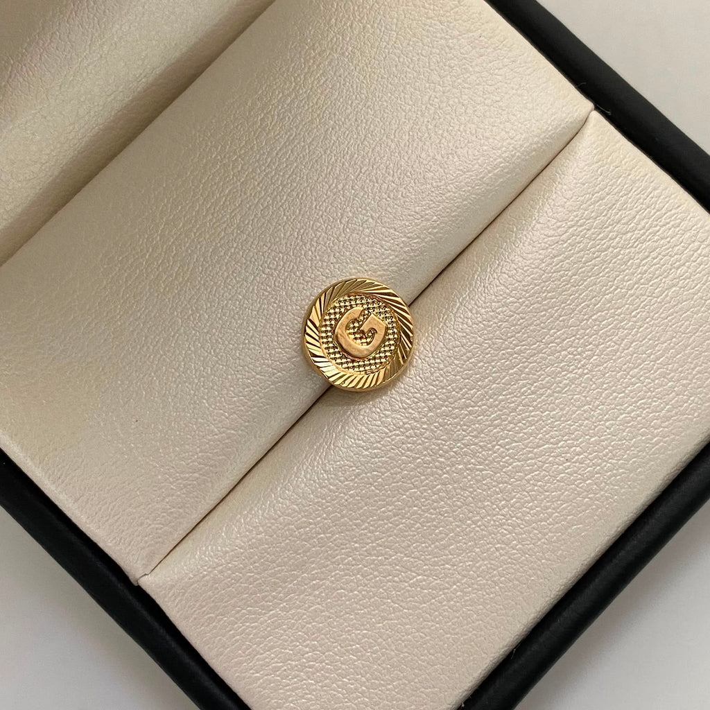 Herraje Letra G Diamantado Oro amarillo 18k 0,5 Gr / 1,1 Cm