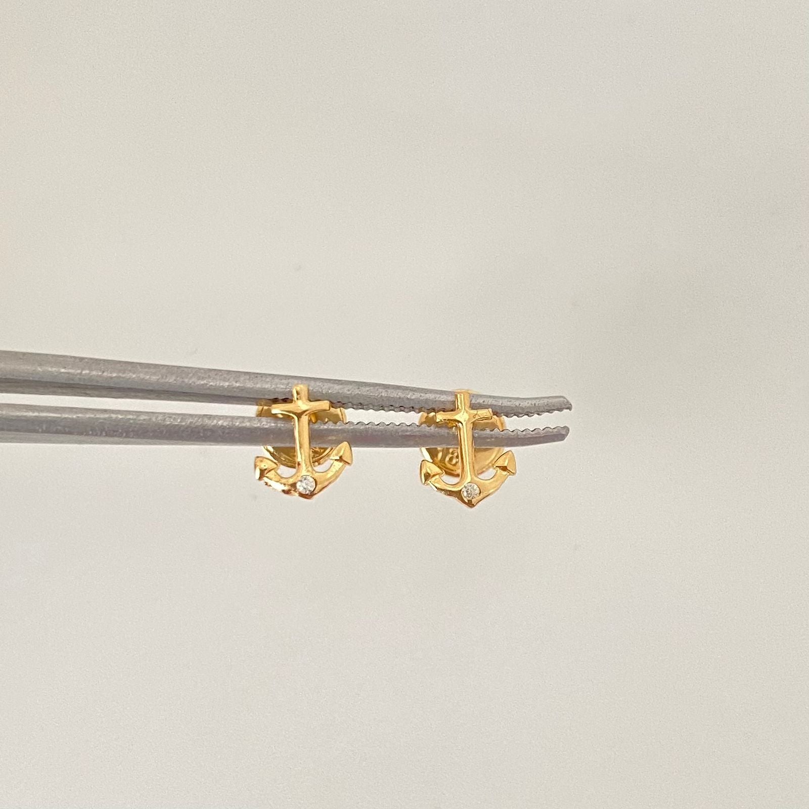 Topos ancla circón blanco Oro amarillo 18k 0,6 Gr / 5,3 mm