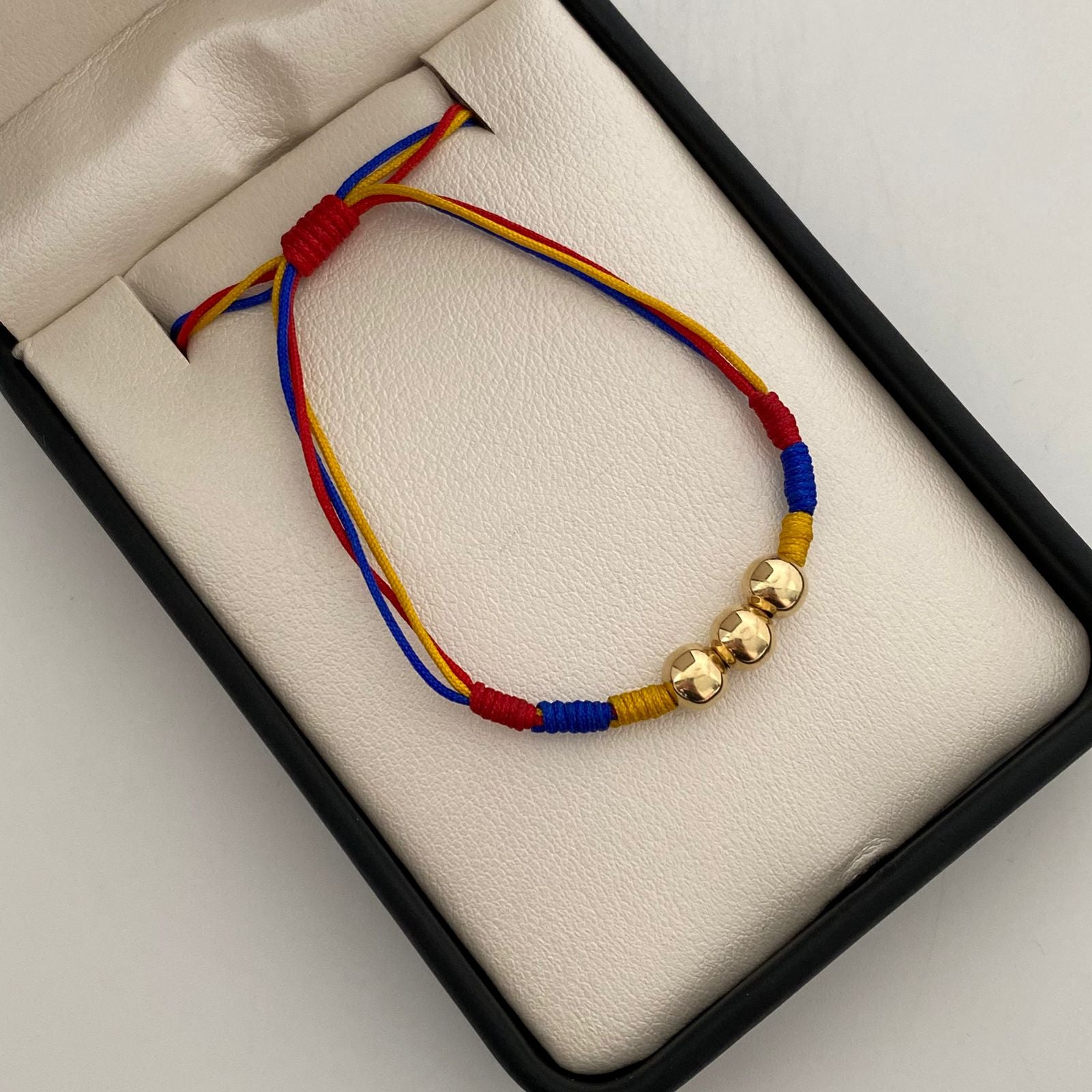 Pulsera tejida seleccion colombia balines lisos #6 Oro amarillo 18k +1 / 0,6 Gr