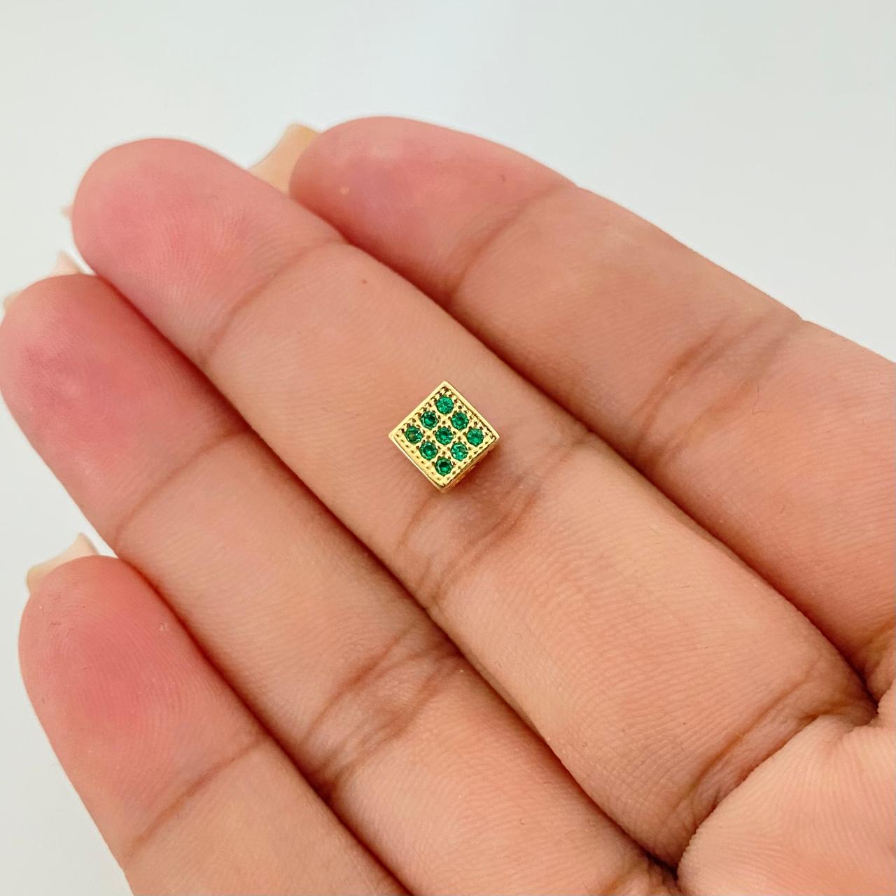 Herraje herraje cubo casting verde Oro amarillo 18k 1,3 Gr / 0,5 Cm