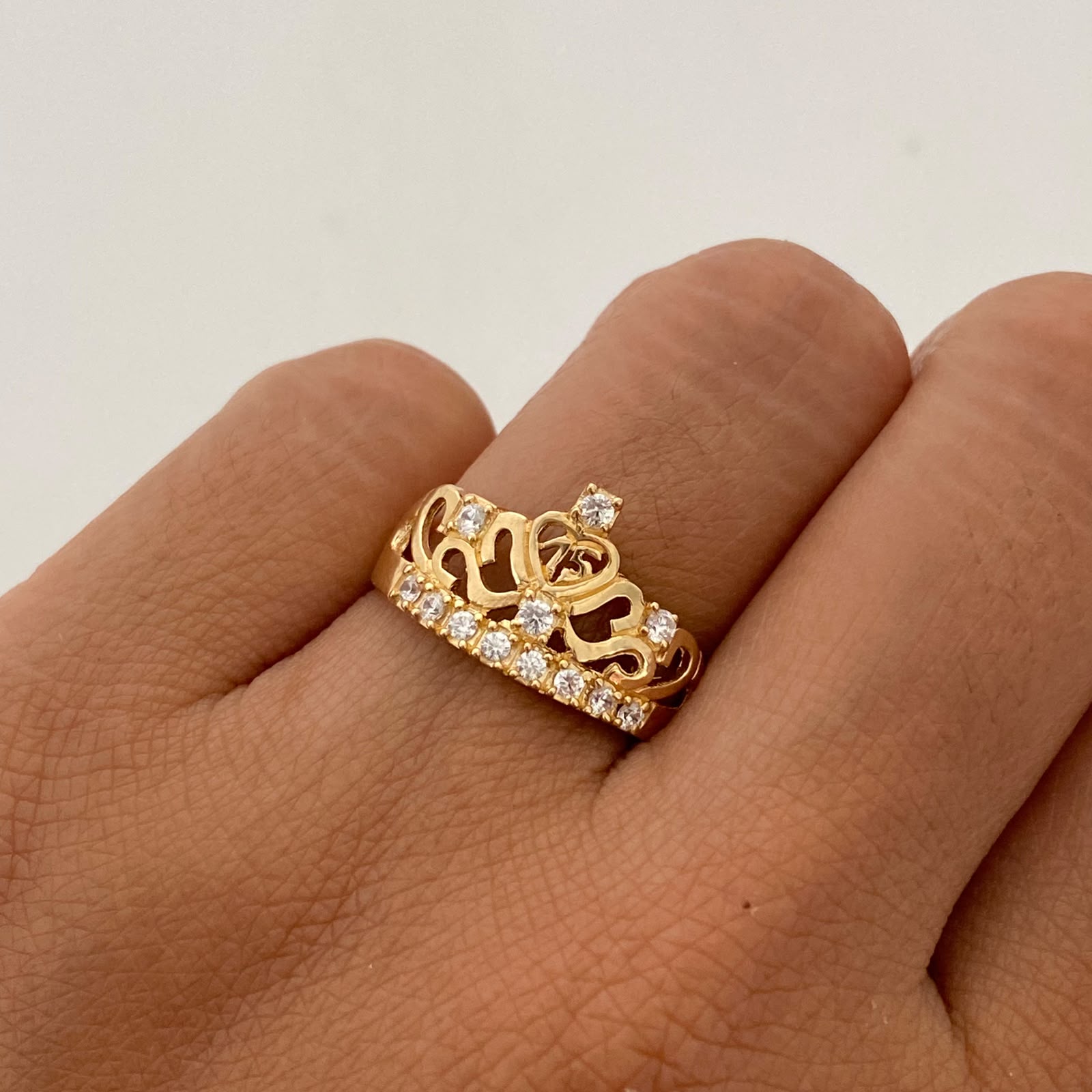 Anillo 15 Corona Casting Blanco Oro amarillo 18k / Talla 6 / 2,85 Gr