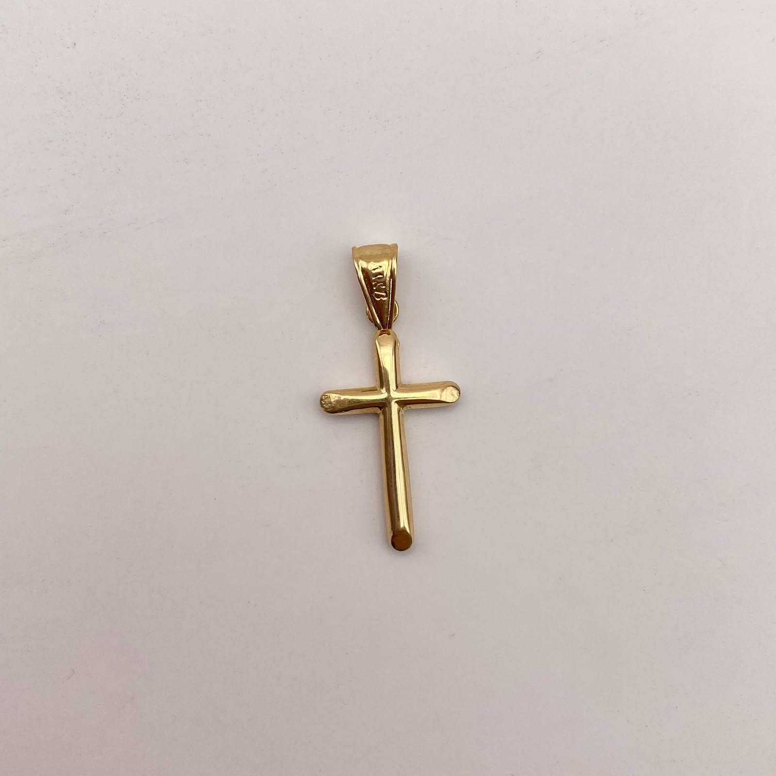 Dije cruz lisa Oro amarillo 18k 0,6 Gr / 12,8 mm / 3 Cm
