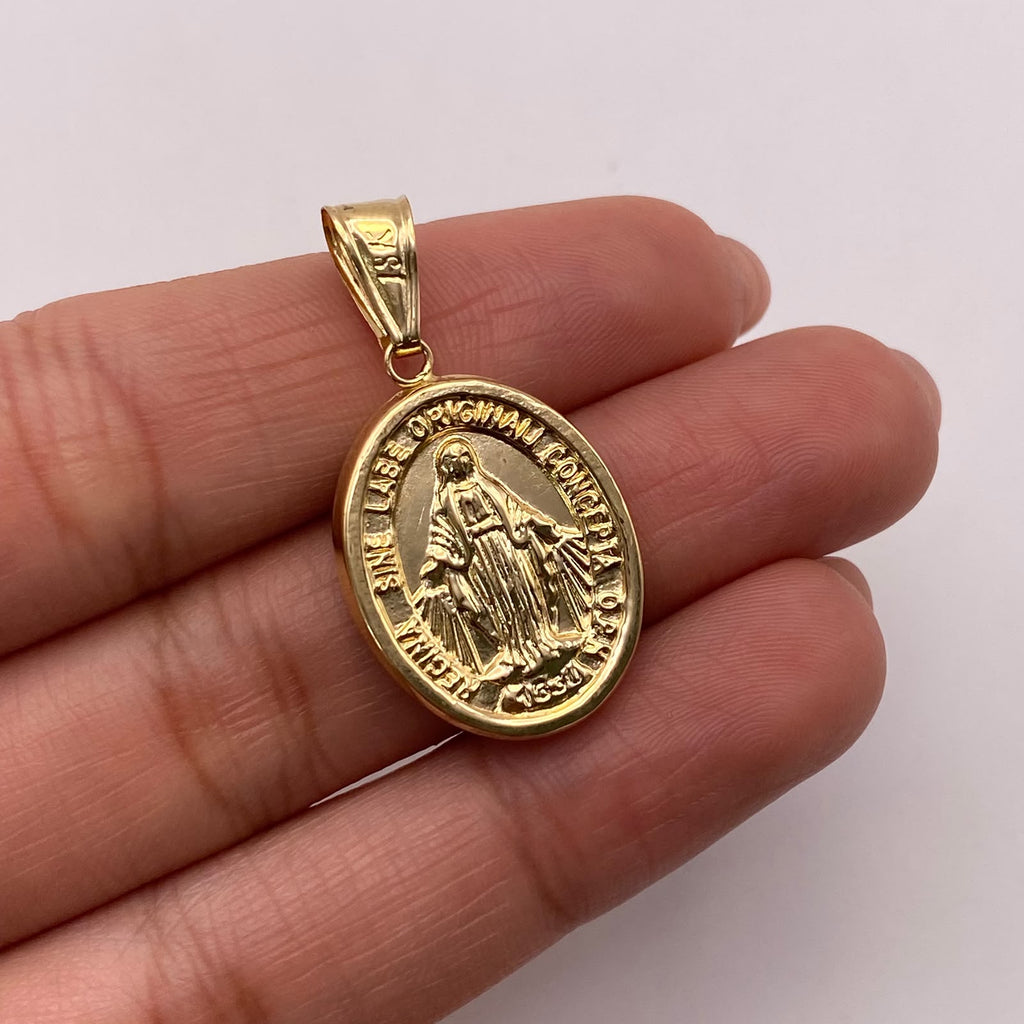 Dije Virgen milagrosa Oro amarillo 18k 2,01 Gr / 17,8 mm / 3,2 Cm