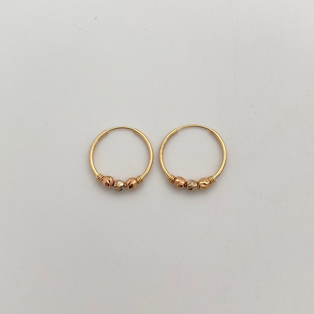 Candongas Imperdibles balin diamantado 3mm Tres oros 18k 1,05 Gr / 1,5 Cm