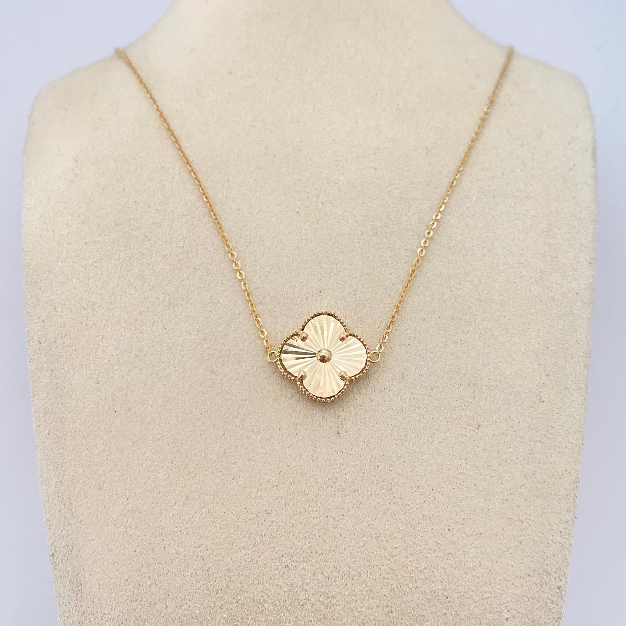 Cadena It trebol diamantado aro seguido Oro amarillo 18k +4 / 3,3 Gr / 17,9 mm / 51,5 Cm