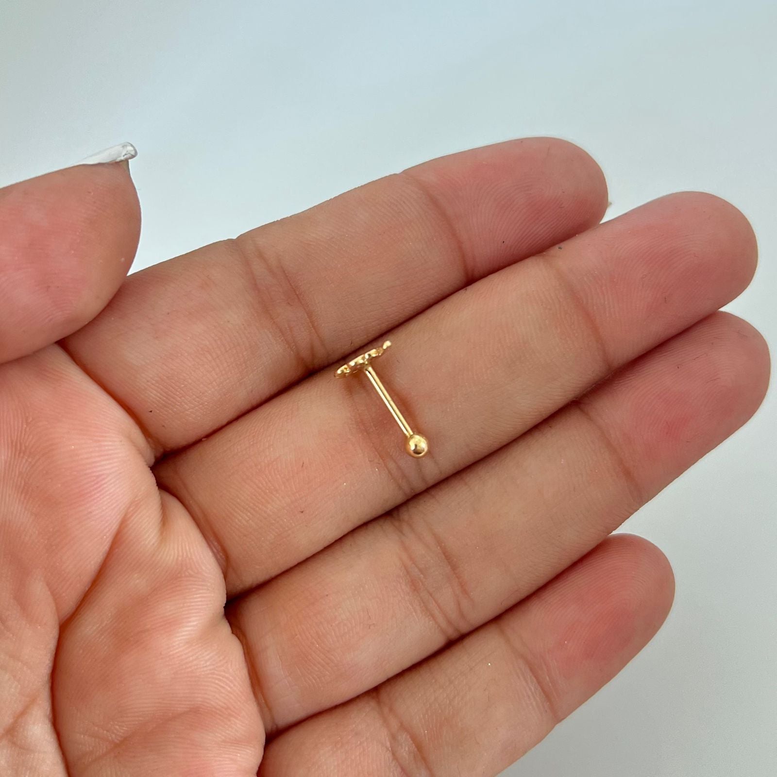 Piercing trebol circones verdes (joya ) Oro amarillo 18k 0,7 Gr