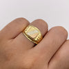 Anillo Troquel Cuadrado matte Tres oros 18k / Talla 11 3/4 / 2,95 Gr / 4,8 mm
