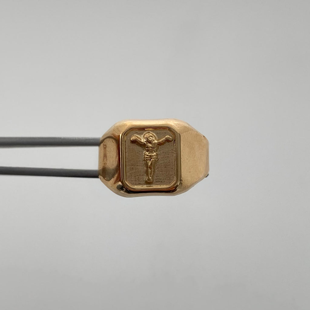 Anillo Cristo Oro amarillo 18k / Talla 11 3/4 / 2,55 Gr / 4,4 mm