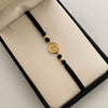 Pulsera tejida Fe bolas diamantadas 4mm negro Oro amarillo 18k 0,75 Gr