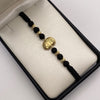 Pulsera tejida Rostro cristo bolas diamantadas 5mm  Oro amarillo 18k 1,1 Gr