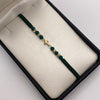 Pulsera tejida Herraje cruz lisa bolas diamantadas 4mm hilo verde  Oro amarillo 18k 0,45 Gr