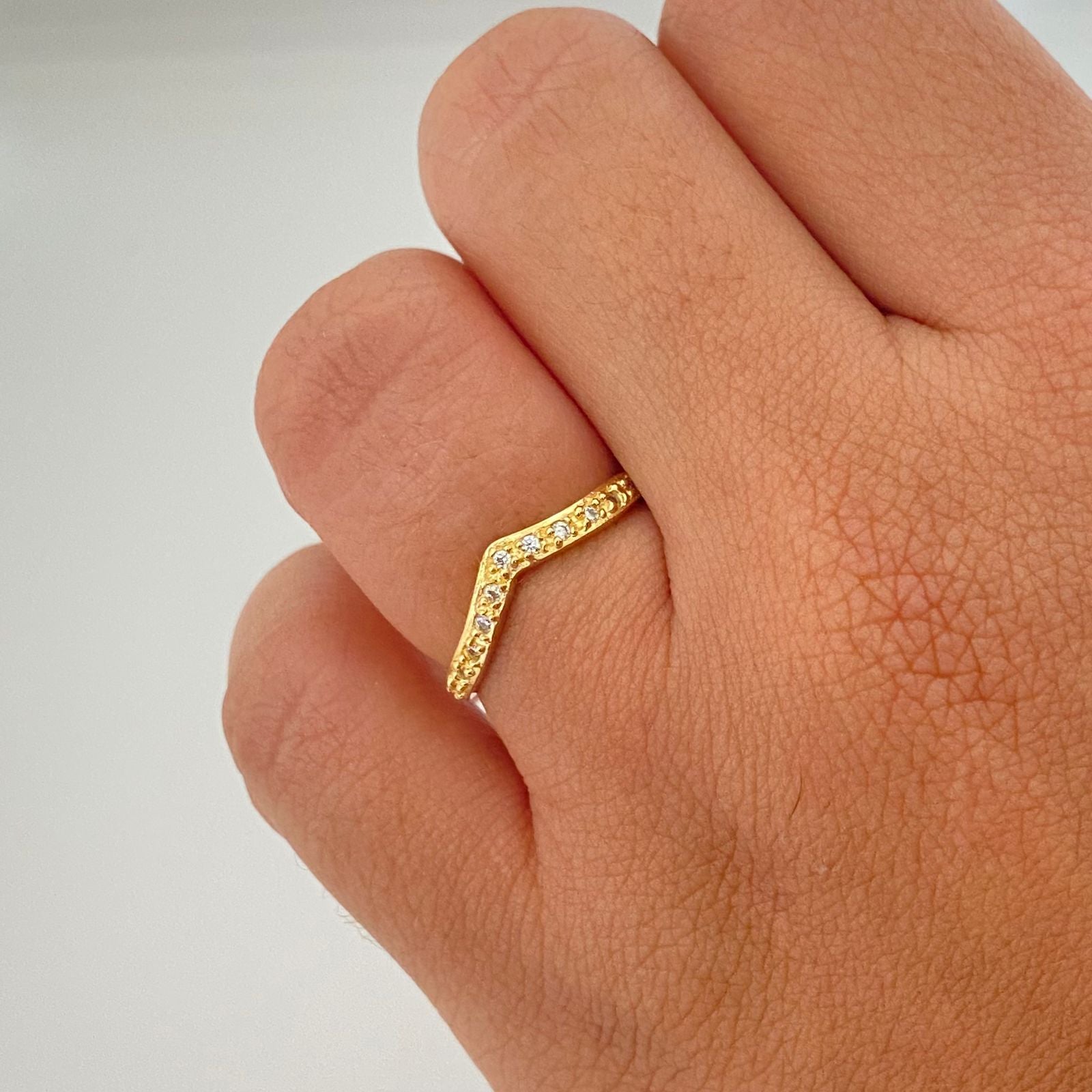 Anillo en punta casting blanco Oro amarillo 18k / Talla 7 1/2 / 1,55 Gr