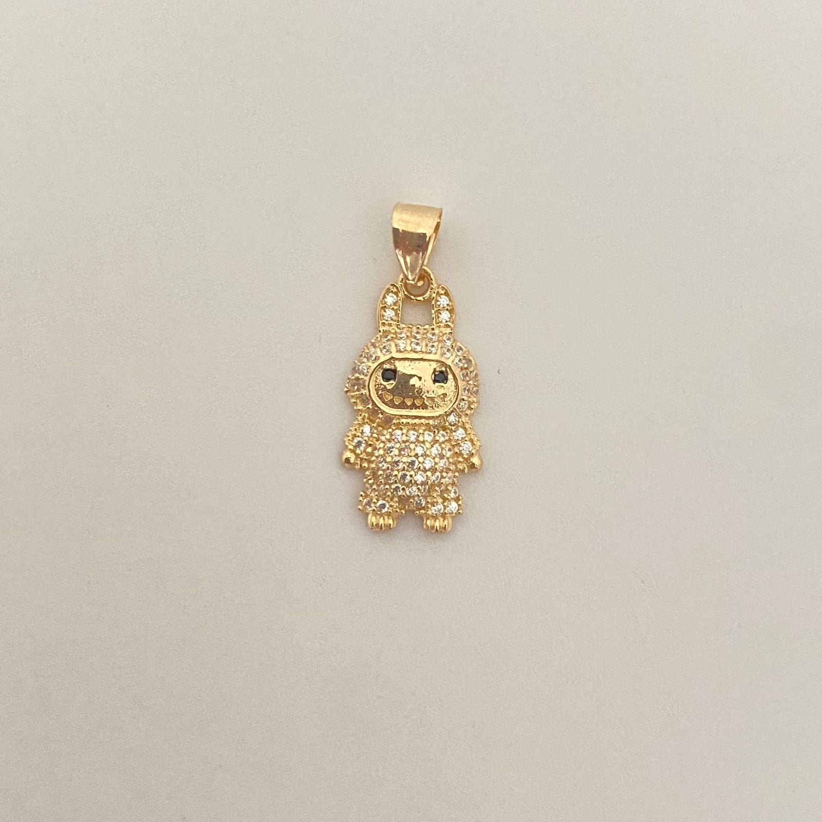 Dije caricatura LB casting blanco Oro amarillo 18k 1,20 Gr / 2,1 Cm