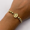 Pulsera tejida Herraje virgen milagrosa bolas lisas 6mm Oro amarillo 18k 1,95 Gr