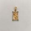 Dije Rectangular Casting Verde y blanco Jesus Oro amarillo 18k 3,4 Gr / 2,5 mm / 11,6 Cm