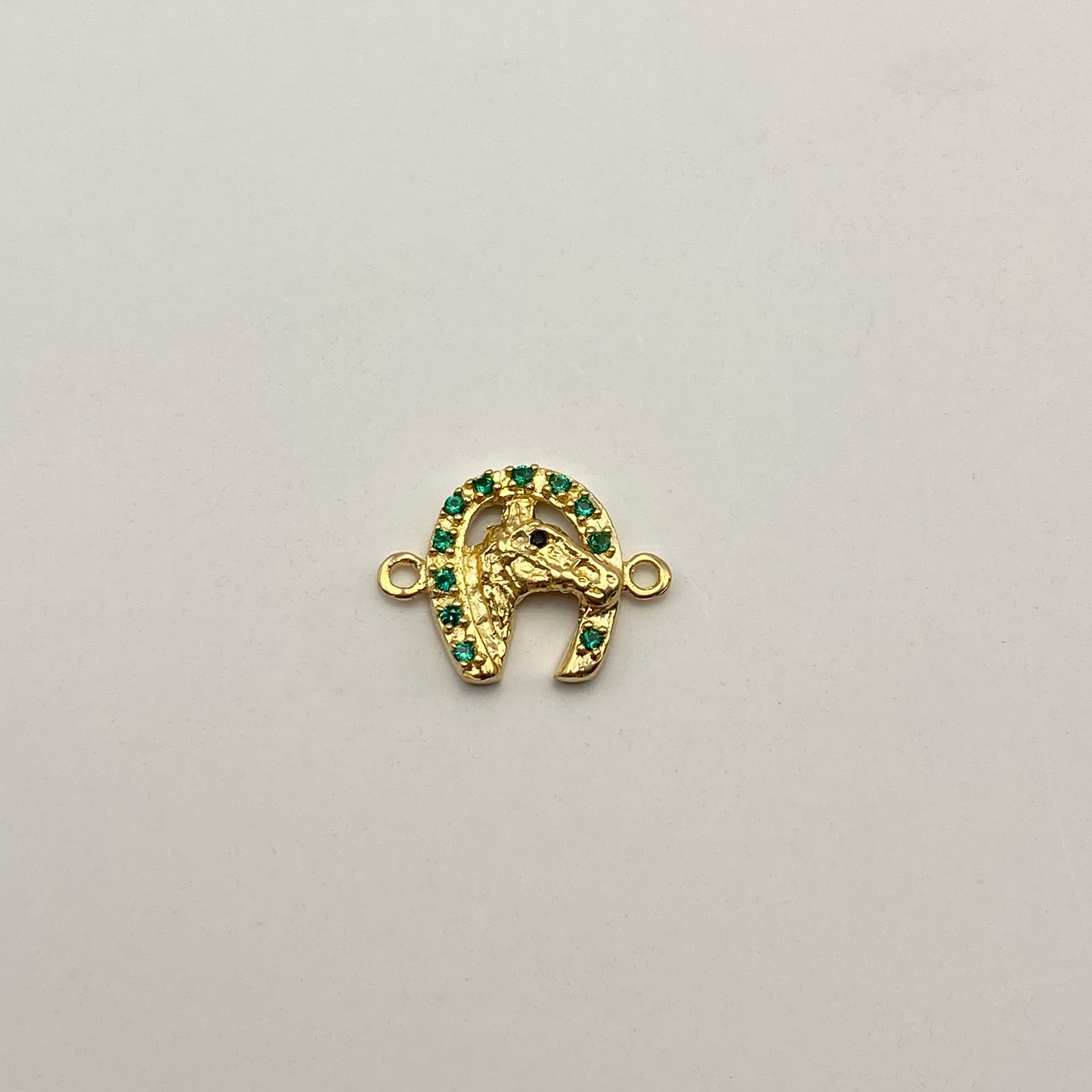 Herraje Caballo herradura circones verdes Oro amarillo 18k 1,85 Gr / 1,7 Cm
