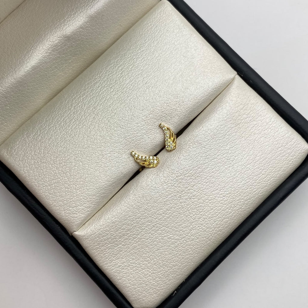 Topos Alas circones blancos Oro amarillo 18k 0,7 Gr / 7,8 mm