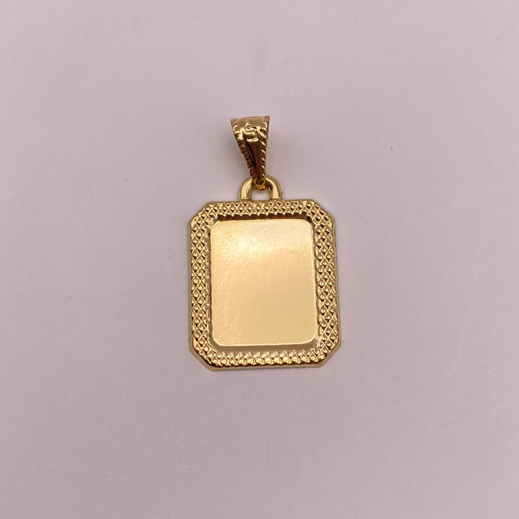 Dije placa fotograbado borde diamantado Oro amarillo 18k 1,30 Gr / 17,35 mm / 2,5 Cm