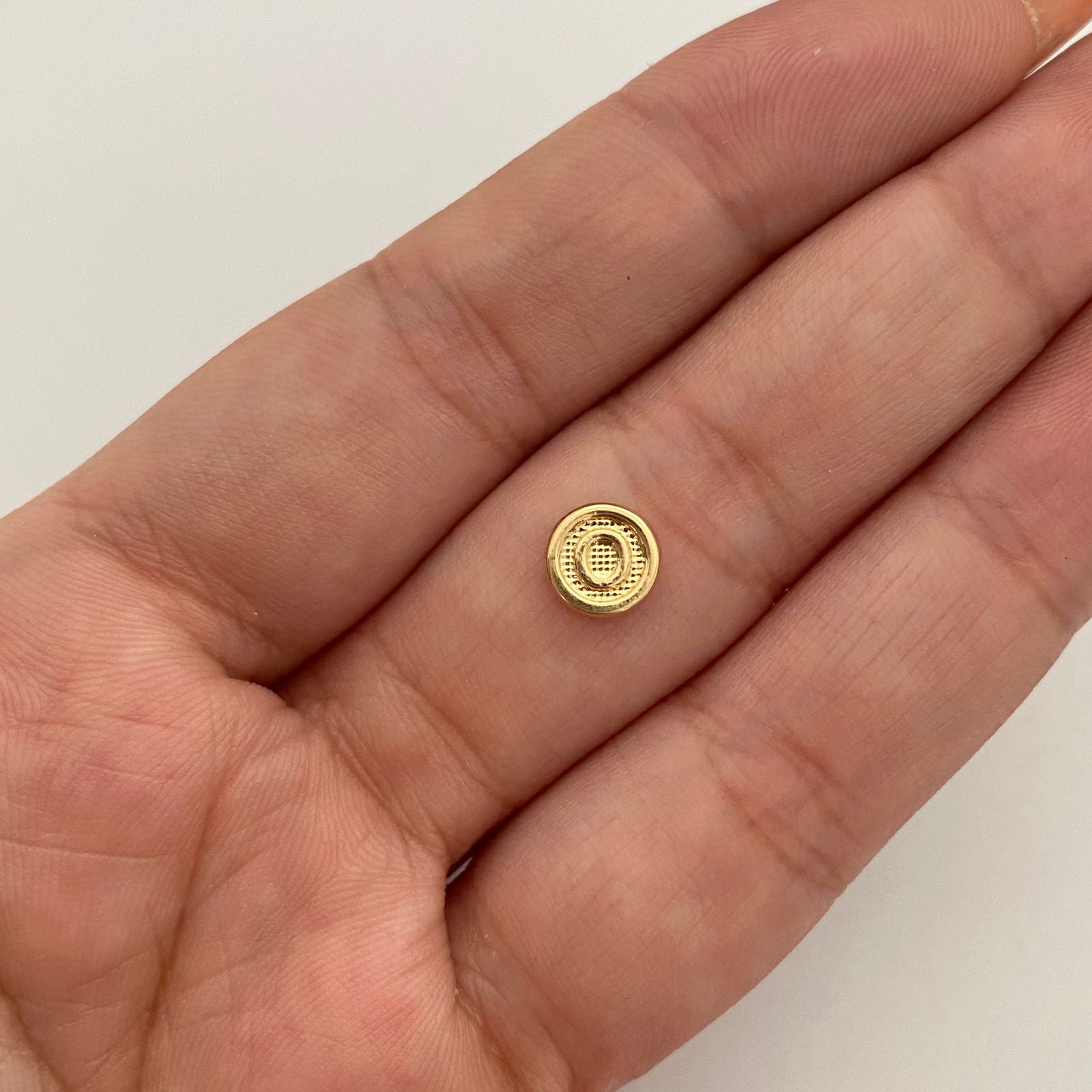 Herraje tambor letra O diamantada Oro amarillo 0,20 Gr / 0,5 Cm