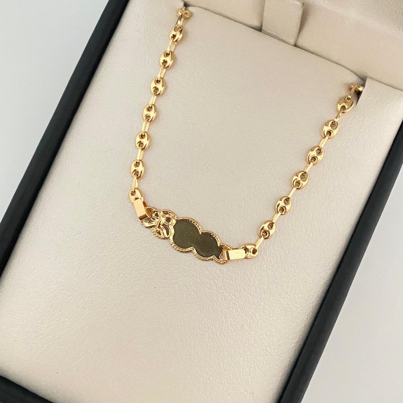 Pulso bebé gc con fondo mariposa Oro amarillo 18k 1,75 Gr / 3,2 mm / 14 Cm Broche 0,15
