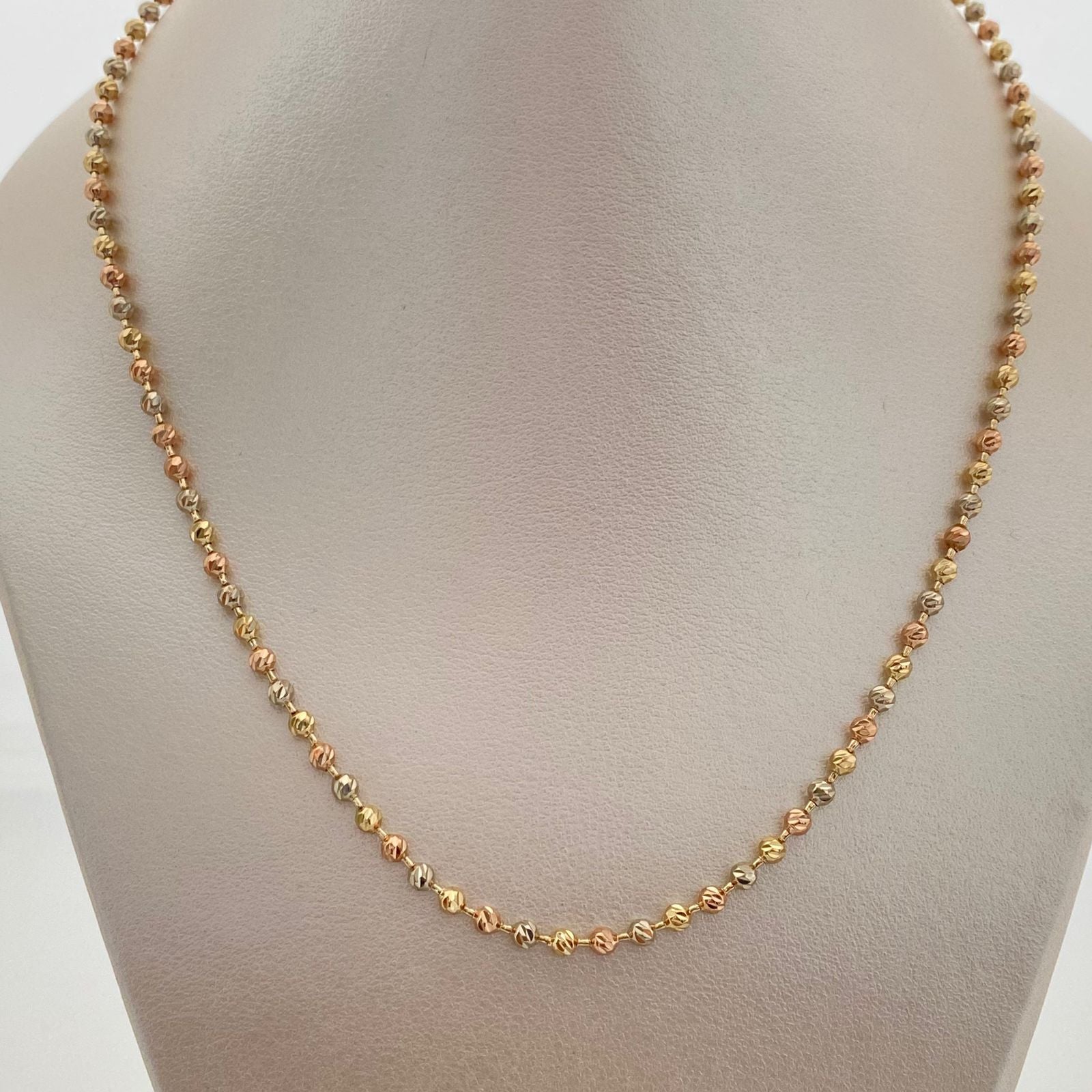 Cadena Militar Diamantada Tres oros 18k +1 / 14,85 Gr / 3 mm / 50 Cm Broche 0,60