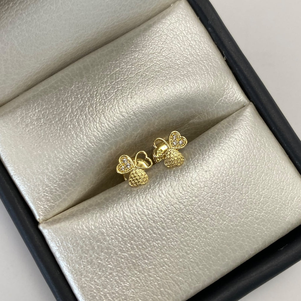 Topos trebol diamantado y circón blanco Oro amarillo 18k 0,8 Gr / 5,4 mm