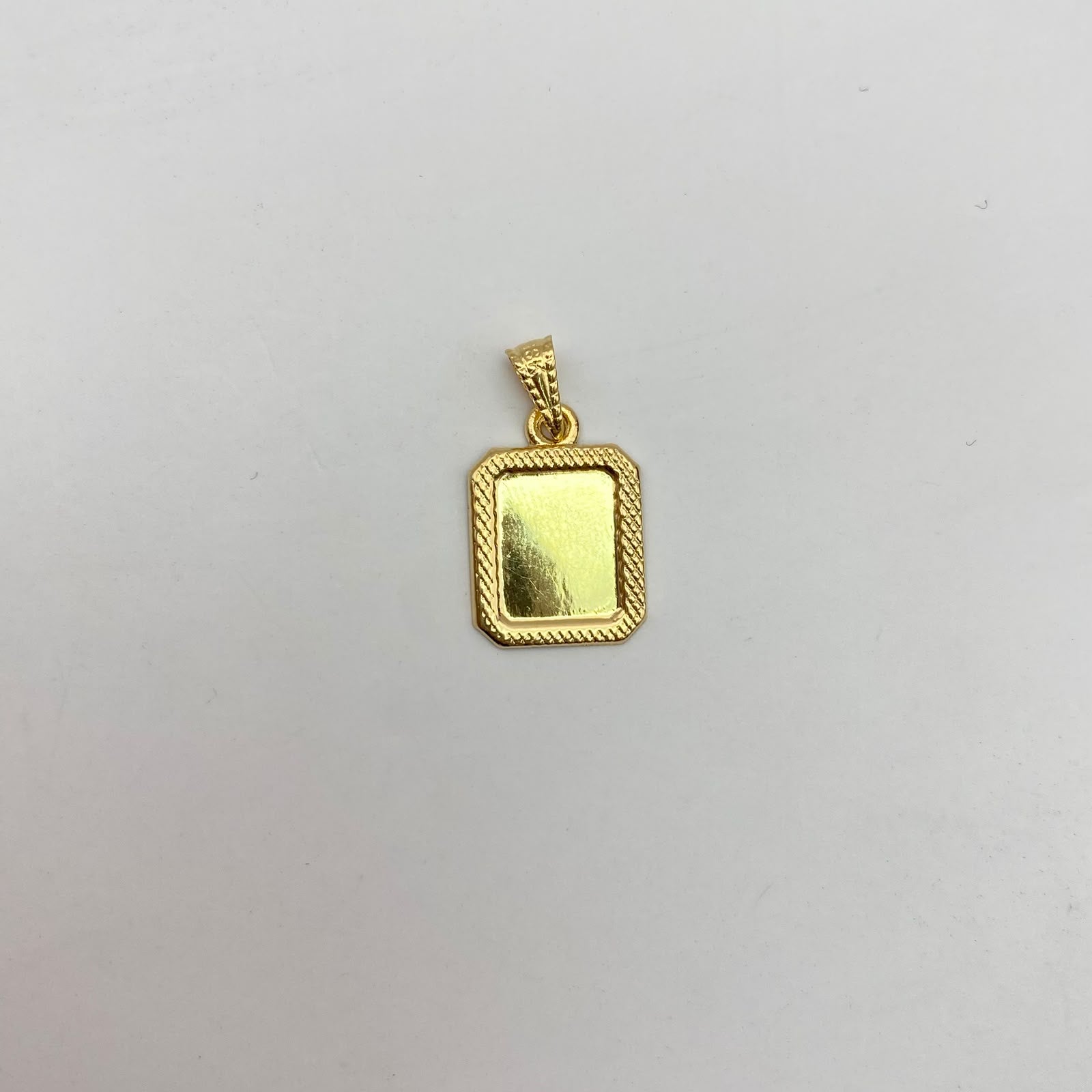 Dije placa fotograbado marco diamantado  Oro amarillo 0,75 Gr / 2,5 Cm