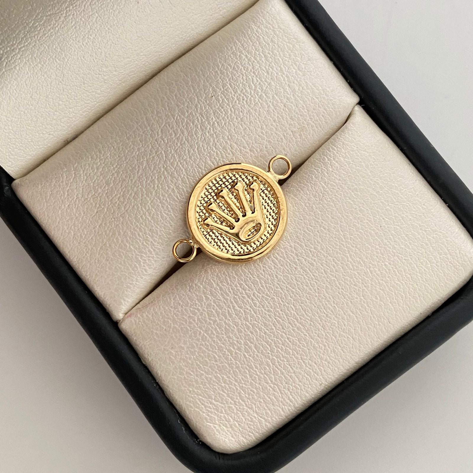 Herraje corona rx con diamantado  Oro amarillo 18k 0,7 Gr / 1,2 Cm