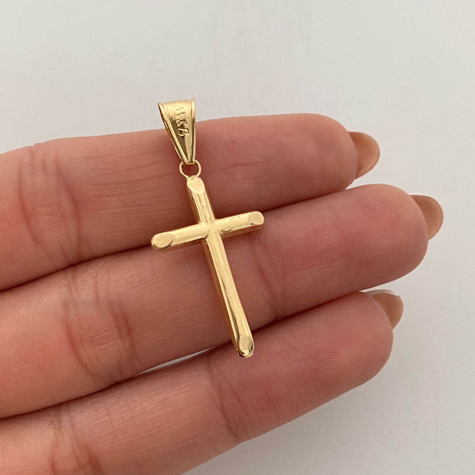 Dije  cruz tubular  Oro amarillo 18k 0,85 Gr / 2,8 mm / 3,2 Cm